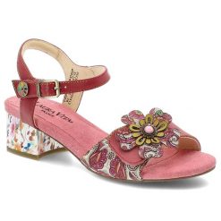 Różowe Sandały Laura vita Eleganckie Obuwie Damskie Na Obcasie. Czerwone klapki damskie Laura Vita, z aplikacjami, z materiału, bez obcasa, na obcasie, bez zapięcia. Za 369.00 zł.
