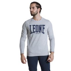 Leone 1947 Apparel Męska koszulka z długim rękawem. Szare koszulki sportowe męskie LEONE 1947 APPAREL, m, bez wzorów, z bawełny, bez kołnierzyka, bez ramiączek, na fitness i siłownię. Za 84.16 zł.