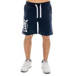 Bluza z bawełna z sznurek regulacyjny na co dzień. Niebieskie bluzy męskie LEONE 1947 APPAREL, bez wzorów, z bawełny, bez kaptura. W wyprzedaży za 96.83 zł.