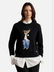 Polo Ralph Lauren Sweter 211B23918001 Czarny Regular Fit. Czarne swetry damskie Polo Ralph Lauren, s, bez wzorów, z bawełny, bez kołnierzyka, bez ramiączek, bez kaptura. Za 2,293.99 zł.