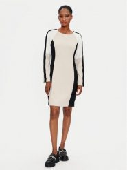 DKNY Sukienka codzienna DD4E1B89 Beżowy Regular Fit. Brązowe sukienki damskie DKNY, na co dzień, bez wzorów, z syntetyku, bez kołnierzyka, bez ramiączek, proste. W wyprzedaży za 359.99 zł.