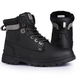 Buty męskie zimowe trapery U.S POLO. Czarne śniegowce i trapery męskie U.S. Polo Assn., na zimę, casualowe, bez zapięcia. W wyprzedaży za 219.00 zł.