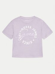 Guess T-Shirt J4GI30 K8HM4 Fioletowy Boxy Fit. Fioletowe t-shirty i topy dla dziewczynek Guess, z aplikacjami, z bawełny, bez ramiączek. Za 69.99 zł.