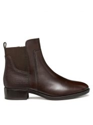 Geox Botki D Felicity D94G1G 04347 C6006 Brązowy. Brązowe botki damskie Geox, ze skóry, bez obcasa, na płaskiej podeszwie, bez zapięcia. Za 339.99 zł.