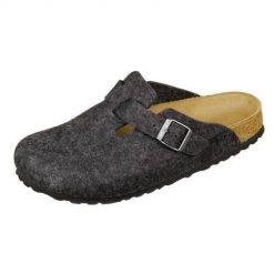 Klapki damskie Birkenstock Boston Anthracite Felt. Szare klapki damskie Birkenstock, bez wzorów, z materiału, eleganckie, bez obcasa. Za 728.00 zł.