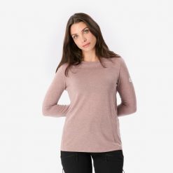 Koszulka trekkingowa damska Merino Rec Fresh. Brązowe t-shirty damskie FORCLAZ, m, bez wzorów, z lyocellu, klasyczne, bez kołnierzyka. Za 129.99 zł.