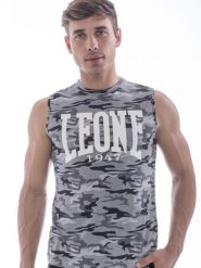 Leone 1947 Apparel Męska koszulka bez rękawów z logo Camo. Białe koszulki sportowe męskie LEONE 1947 APPAREL, m, bez wzorów, bez kołnierzyka, bez ramiączek, na fitness i siłownię. Za 63.11 zł.