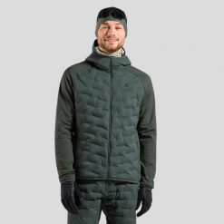 Kurtka Odlo Mid layer hoody full zip ZEROWEIGHT INSULATOR. Zielone kurtki męskie Odlo, na zimę, bez wzorów, narciarskie. Za 899.99 zł.