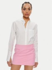 Patrizia Pepe Koszula 8C0722/A4XB-W103 Biały Regular Fit. Białe bluzki damskie Patrizia Pepe, bez wzorów, z bawełny, bez kołnierzyka, bez ramiączek. Za 529.99 zł.