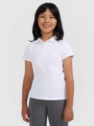 4F Koszulka polo slim dziewczęca - biała 158 (12-13 lat). Białe t-shirty i topy dla dziewczynek 4f, bez wzorów, z bawełny, bez ramiączek. Za 49.99 zł.