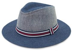 Męski Kapelusz Letni - PANAMA - Wakacyjny - Pako Jeans - Granatowe Rondo. Niebieskie czapki i kapelusze męskie Pako Jeans, na lato, bez wzorów, z jeansu, klasyczne. Za 55.00 zł.