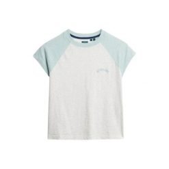 T-shirt z bawełny organicznej z rękawami raglanowymi i logo dla kobiet Superdry. Niebieskie t-shirty damskie Superdry., m, bez wzorów, z bawełny, klasyczne, bez kołnierzyka. Za 112.65 zł.