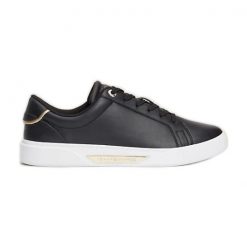 Buty Tommy Hilfiger Chic Hw Court Sneaker FW0FW07813BDS czarne. Czarne obuwie sportowe damskie bez wzorów, z gumy. Za 562.25 zł.