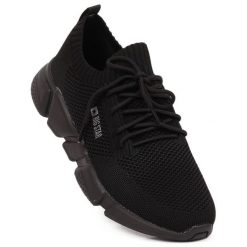 Buty sportowe damskie komfortowe czarne Big Star JJ274269. Czarne obuwie sportowe damskie Big Star, bez wzorów, z materiału. Za 269.99 zł.