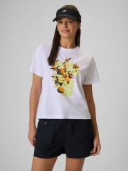 4F Боксі T-shirt з принтом жіночий - білий L. T-shirty damskie 4f, l, bez wzorów, bez kołnierzyka. W wyprzedaży za 459.90 zł.