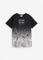 T-shirt z czystej bawełny organicznej. Czarne koszule dla chłopców bonprix, bez wzorów, z bawełny, bez ramiączek. Za 39.99 zł.