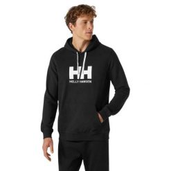 Bluzy sportowa męska Helly Hansen Logo. Czarne bluzy męskie Helly Hansen, m, bez wzorów, z bawełny, z kapturem. W wyprzedaży za 236.80 zł.