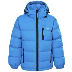 Kurtka Zimowa Chłopięca Tuff Padded. Niebieskie kurtki i płaszcze dla chłopców Trespass, na zimę, bez wzorów, z materiału, wakacyjne, z kapturem. Za 207.99 zł.
