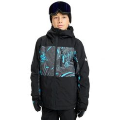 Kurtka śniegowa techniczna dla Chłopcy SIDE HIT PRINTED Czarny. Czarne buty zimowe chłopięce Quiksilver, na zimę, bez wzorów, sportowe, bez kaptura. Za 689.99 zł.