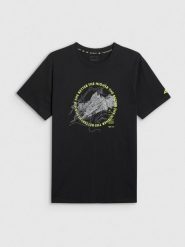 4F T-shirt regular z nadrukiem męski - czarny 3XL. Czarne t-shirty męskie 4f, m, bez wzorów, z bawełny, bez kołnierzyka. Za 59.99 zł.