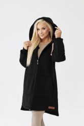 Czarna damska bluza Mona z kapturem PLUS SIZE XXL OVERSIZE JESIEŃ. Czarne bluzy sportowe damskie Moda Size Plus Iwanek, plus size, bez wzorów, z bawełny, z kapturem. Za 329.90 zł.