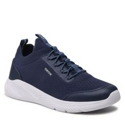 Sneakersy Geox. Niebieskie półbuty chłopięce Geox, bez wzorów, bez zapięcia. Za 179.99 zł.