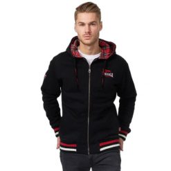 Bluza z kapturem i zamkiem błyskawicznym Lonsdale Lancaster. Czarne bluzy męskie Lonsdale, m, z aplikacjami, z dresówki, z kapturem. Za 422.50 zł.