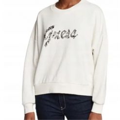 GUESS Bluza Damska Manila S Biała. Białe bluzy damskie Guess, s, z aplikacjami, bez kaptura. Za 371.99 zł.