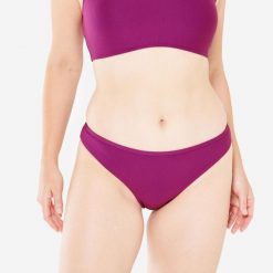 Dół kostiumu kąpielowego surfingowego damski Olaian Lulu teksturowany. Fioletowe bikini damskie OLAIAN, bez wzorów. Za 39.99 zł.
