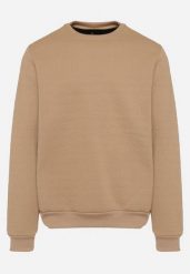 Beżowa Bluza Ozdobiona Tłoczonymi Literami Hanira. Brązowe bluzy męskie Born2be, l, bez wzorów, bez kaptura. Za 79.99 zł.