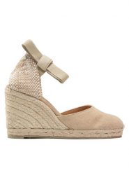 Castañer Espadryle Carina/8/002 021642-2017 Beżowy. Brązowe sandały damskie Castañer, bez wzorów, z materiału, bez obcasa, bez zapięcia. Za 329.99 zł.