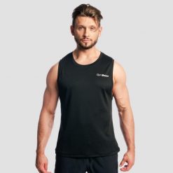 Tank top męski fitness regular czarny Base Mesh. Czarne t-shirty męskie GYMBEAM, m, bez wzorów, z materiału, sportowe, bez kołnierzyka. Za 67.90 zł.