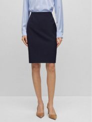 Boss Spódnica ołówkowa Vileah 50490036 Granatowy Slim Fit. Niebieskie spódnice damskie Boss, bez wzorów, z wełny, ołówkowe. Za 849.99 zł.
