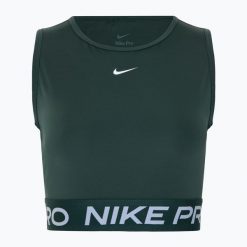 Tank top treningowy damski Nike Pro Dri-Fit. Zielone koszulki sportowe damskie Nike, bez wzorów, bez kołnierzyka, bez ramiączek, dri-fit (nike). Za 139.99 zł.