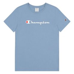 T-shirt Damski Markowy Rękaw. Niebieskie t-shirty damskie Champion, bez wzorów, casualowe, bez kołnierzyka. Za 130.99 zł.