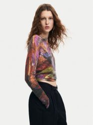 Desigual Sweter Camo Petals 24WWJF75 Kolorowy Regular Fit. Zielone swetry damskie Desigual, m, bez wzorów, z syntetyku, bez kołnierzyka, bez ramiączek, bez kaptura. Za 269.99 zł.