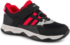 Buty dziecięce sportowe sneakersy dla chłopca na rzep GEOX CALCO. Czarne trampki i tenisówki chłopięce Geox, bez wzorów, z materiału, sportowe, bez zapięcia. Za 135.00 zł.