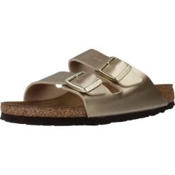 Klapki damskie Birkenstock Arizona BS. Żółte klapki damskie Birkenstock, bez wzorów, z materiału, bez obcasa. Za 493.00 zł.