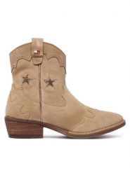 Tommy Hilfiger Kowbojki T3A5-35196-1429 Beżowy. Brązowe botki dziewczęce Tommy Hilfiger, ze skóry, bez zapięcia. Za 534.99 zł.