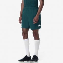 Szorty AS Monaco Ryder 2024/25. Zielone krótkie spodenki sportowe męskie Kappa, bez wzorów, do piłki nożnej. W wyprzedaży za 175.40 zł.