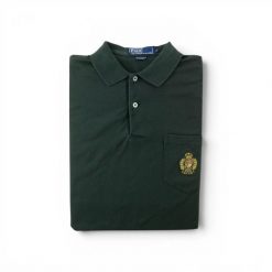 Second life - Polo Ralph Lauren koszulka męska z krótkim rękawem - Stan dobry. Czarne koszulki polo męskie Ralph Lauren, l, bez wzorów, z materiału, eleganckie, bez ramiączek. Za 106.46 zł.
