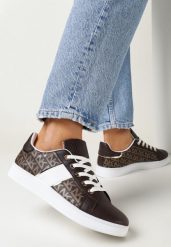 Brązowe Sneakersy z Nadrukiem Mindi. Brązowe obuwie sportowe damskie Born2be, bez wzorów. Za 69.99 zł.