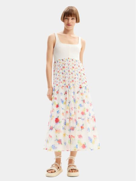 Desigual Sukienka letnia Vancouver 24SWVK58 Biały Regular Fit. Białe sukienki damskie Desigual, na lato, l, bez wzorów, z syntetyku, bez kołnierzyka, bez ramiączek. Za 279.99 zł.