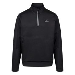 Męska Koszulka Z Długim Rękawem Jay Quarter Zip. Czarne koszulki sportowe męskie Trespass, m, bez wzorów, trekkingowe. Za 205.99 zł.