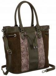 Shopperka wężowa David Jones 6885-5 khaki. Brązowe torebki do ręki damskie David Jones, bez wzorów, ze skóry ekologicznej, bez dodatków. Za 158.99 zł.