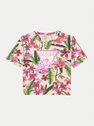 Guess T-Shirt J5GI10 K6YW4 Kolorowy Regular Fit. T-shirty i topy dla dziewczynek Guess, z aplikacjami, z bawełny, bez ramiączek. Za 79.99 zł.