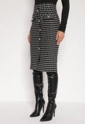 Czarno-Biała Ołówkowa Tweedowa Spódnica w Kraciasty Wzór z Guzikami Anitusa. Czarne spódnice damskie Born2be, m, bez wzorów, z jeansu, eleganckie, midi, ołówkowe. Za 69.99 zł.