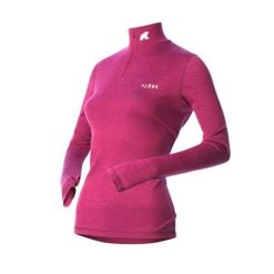 Damski t-shirt z długim rękawem, 100% z wełny merynosów - Bjork 210 Zip. Czerwone bluzy sportowe damskie FJORK MERINO, l, bez wzorów, z wełny, sportowe, bez kołnierzyka. W wyprzedaży za 289.00 zł.