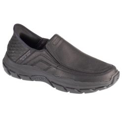Buty sportowe Sneakersy męskie, Slip-Ins Respected - Elgin. Czarne buty sportowe męskie Skechers, bez zapięcia, trekkingowe. Za 399.99 zł.