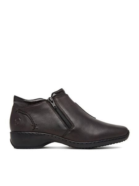 Rieker Botki CEO-L3882-25 Brązowy ciemny. Brązowe botki damskie Rieker, ze skóry, bez obcasa, na płaskiej podeszwie, bez zapięcia. Za 369.99 zł.